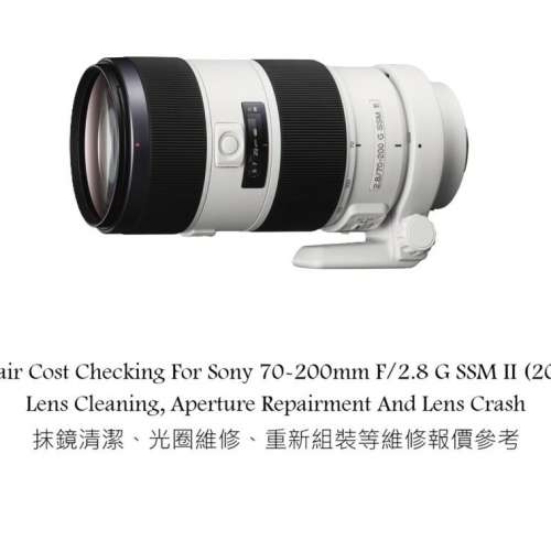 Repair Cost Checking For Sony 70-200mm F/2.8 G SSM II (2013) Lens Cleaning