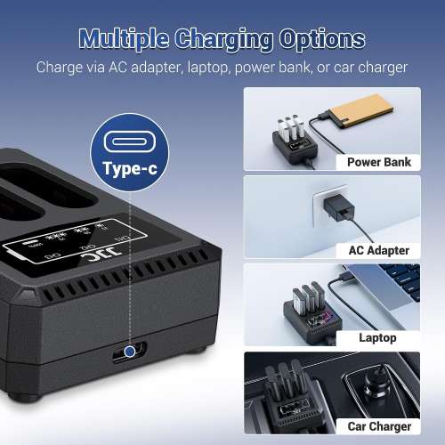 JJC DB-120 Li-ion Battery with USB-C Port Charger For Ricoh GR IV / GR IV HDF