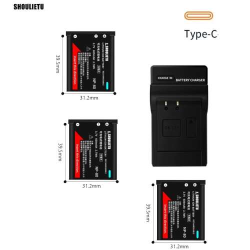 Shoulietu NP-110 / NP-160 Li-ion Battery With USB-C Charger For Casio Cameras ...