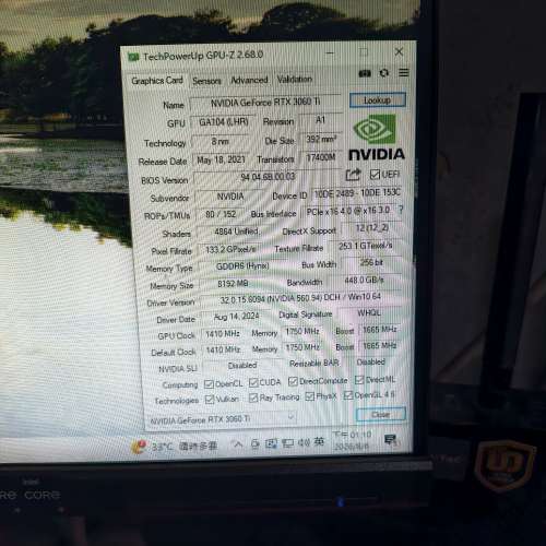 rtx3060ti 8g正常使用，已清灰換導熱膏，靚仔