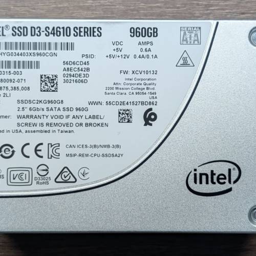 Intel SSD D3-S4610 Series 960GB SATA SSD
