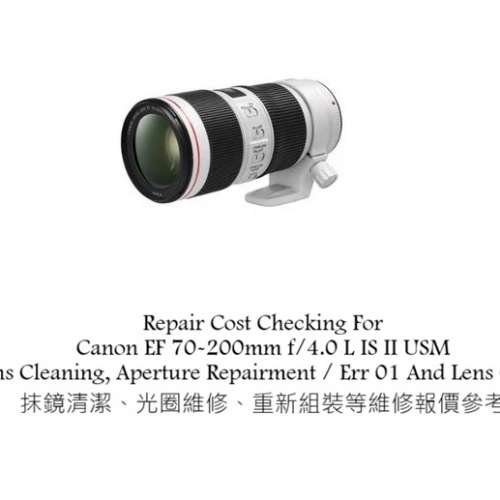 Repair Cost Checking For Canon EF 70-200mm f/4.0 L IS II USM Lens Cleaning