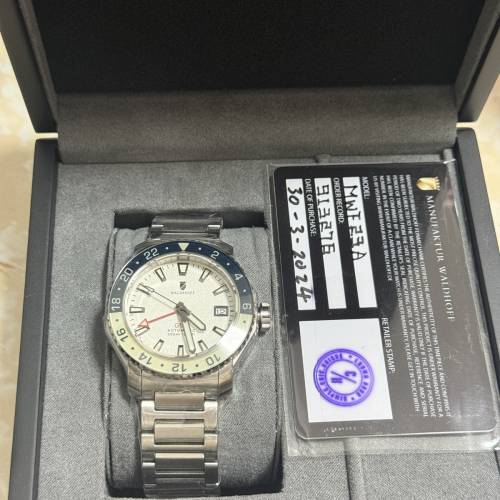 【全新未用品 Full Set】Waldhoff Atlas GMT Arctic 機械潛水錶 (藍黑圈/銀白面) ...