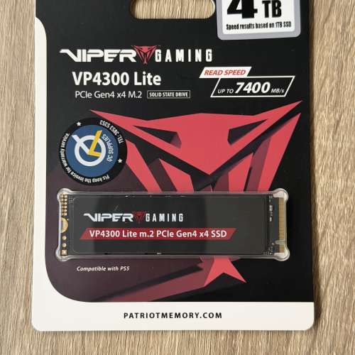 全新 行貨 Patriot VP4300 Lite 4TB SSD PCIe 4x4 M.2