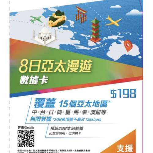CSL 8日亞太漫遊數據卡