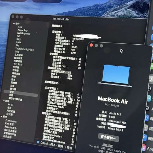 Apple MacBook Air M2 13吋 8GB 256GB 午夜暗色