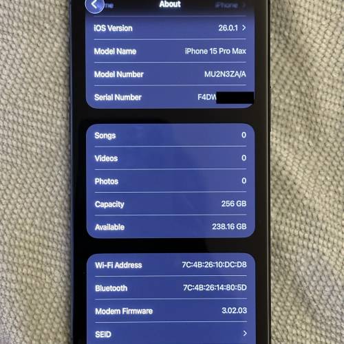 iPhone 15 Pro Max, 256G. 香港行貨, 電池89%