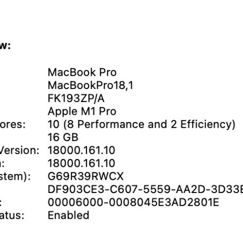 Macbook Pro M1 Pro 2021 16"