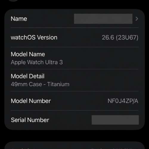 Apple Watch Ultra 3 49mm 港版黑色｜100%電｜AppleCare+｜有盒有電子收據