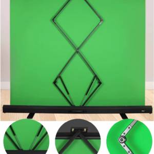 JAVES 150cm(W) X 200cm(H) Roll Up Green Screen Portable Chromakey Background ...