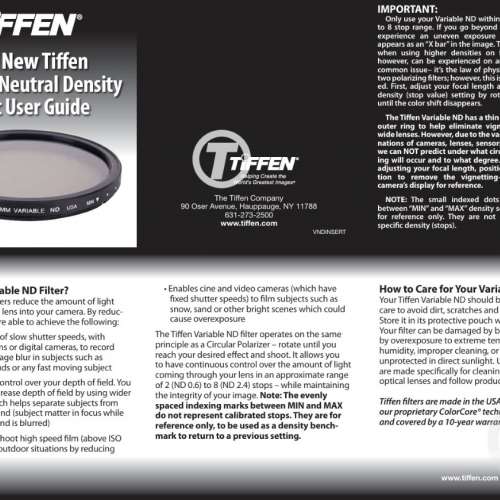 [全新行貨] 特價!! Tiffen 58mm Variable Neutral Density Filter