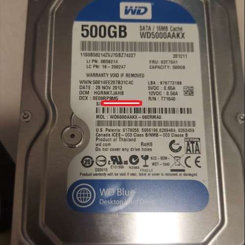 Western Digital 3.5-inch 7200rpm SATA3 Hard Disk 500GB (WD5000AAKX)