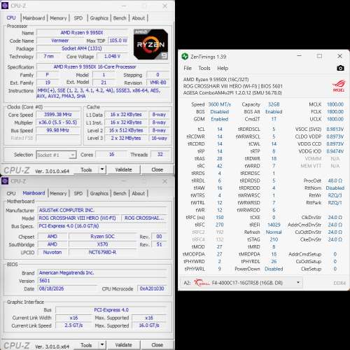 Ryzen 9 5950X + ASUS Crosshair VIII Hero(WI-FI) + G.Skill Trident Z Royal 32GB