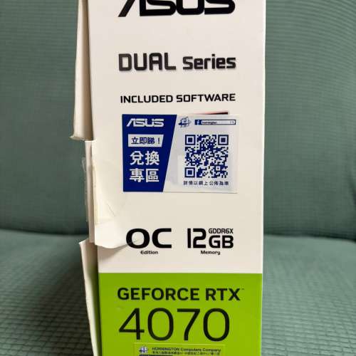 （升級放售有單有保養）ASUS Dual GeForce RTX&trade; 4070 White OC Edition 12GB GDDR6X