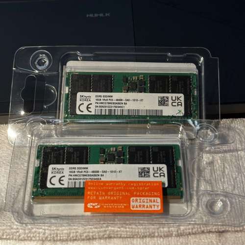 [兩條Total 32GB] SK Hynix 4800MHz 16GB DDR5 SODIMM RAM kit 原廠 手提筆記型電腦...