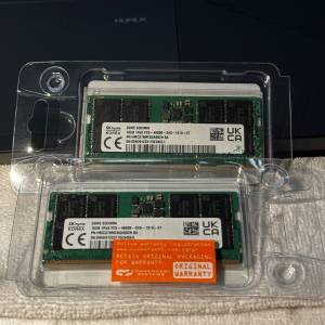 [兩條Total 32GB] SK Hynix 4800MHz 16GB DDR5 SODIMM RAM kit 原廠 手提筆記型電腦...