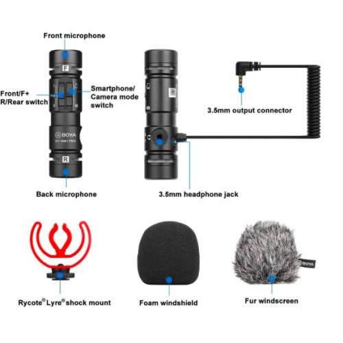 BOYA BY-MM1 Pro Dual-Capsule Condenser Microphone 雙向超心型雙向電容式收音麥克風