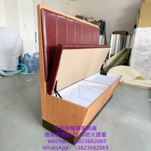阻燃皮革卡座沙發訂製,茶餐西餐廳沙發座椅訂造,儲物櫃卡枱沙發梳化咕臣訂造廠家