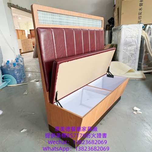 阻燃皮革卡座沙發訂製,茶餐西餐廳沙發座椅訂造,儲物櫃卡枱沙發梳化咕臣訂造廠家