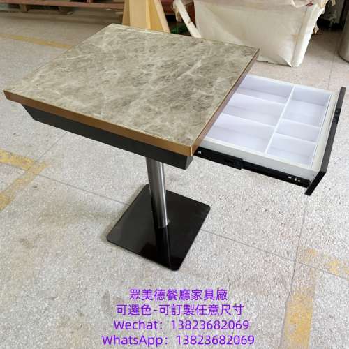 仿大理石餐檯訂製,抽屜儲物餐枱訂做,港式茶餐廳餐桌訂製,儲物櫃抽桶桌子訂造,岩板大...