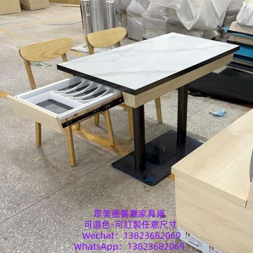 #金屬邊包岩板餐枱訂造 #港式餐廳桌子批發價格 #白色岩板大理石桌子 #長方形餐桌訂...