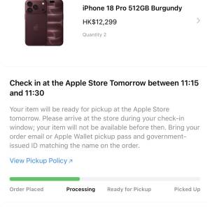 出售全新iPhone 18 Pro 512GB Burgundy