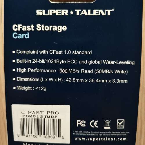全新 Super Talent CFast Pro 512GB CF card