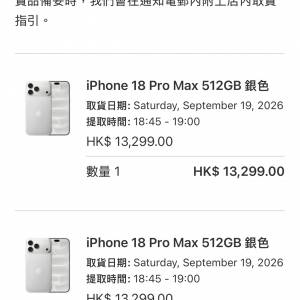 iphone 18 pro max 銀 512 19/9