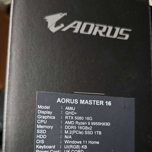 AORUS MASTER 16 GEN 2 (2026) RTX 5080