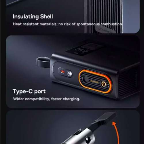 Baseus Ultra-Fast 250W Tire Inflator Portable Air Compressor Electric Cordless