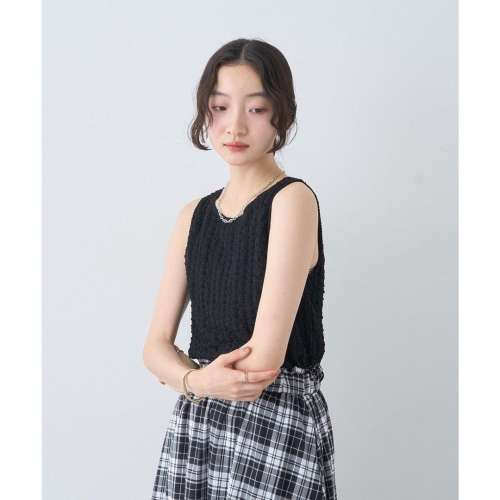 全新日本 earth music&ecology 黑色花紋背心