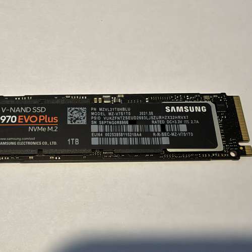 1TB Samsung 三星 970Evo Plus M.2 mvme SSD