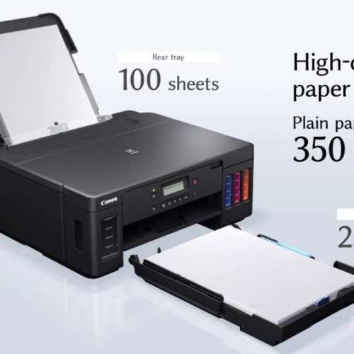 少用新款機無影印合個人業務用2個墨盒4色Canon G5070 printer無盒(加墨式打印機支援...