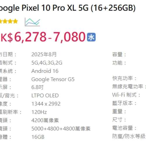 #3131 Google Pixel 10 Pro XL 5G (16+256GB) 黑色 99.9%新