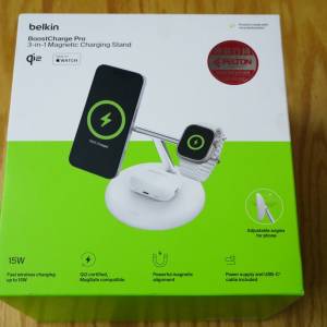 Belkin BoostCharge Pro Qi2 3in1 Magnetic Qi2 Wireless Charger Stand (White)