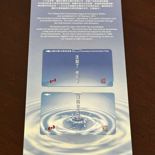 廉政公署25週年紀念票