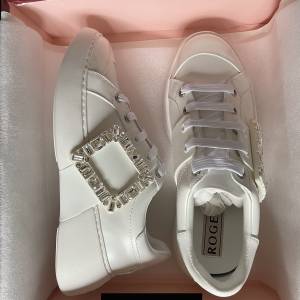 Roger Vivier Viv Skate 鑽扣厚底小白鞋
