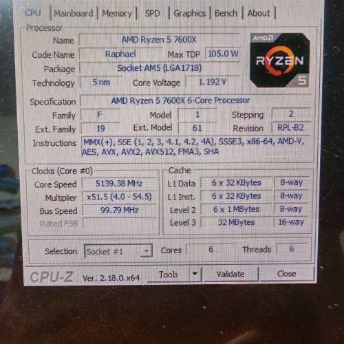 R5 7600X + asrock B650m pg riptide wifi