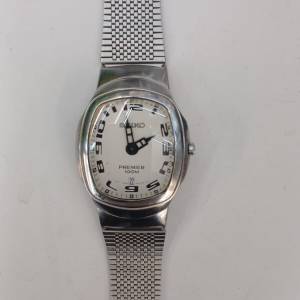Vintage 1990 Seiko 7N39-0AB0 Premier Oval Quartz Watch w/ Sapphire Crystal