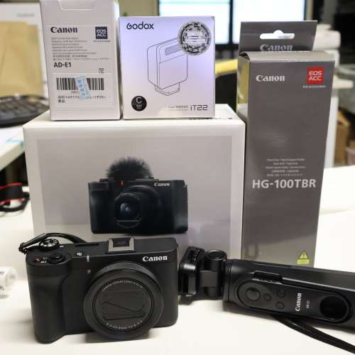 Canon Powershot V1 + HG-100TBR 藍芽手柄 + AD-E1多功能靴轉接器 + 神牛 godox IT...