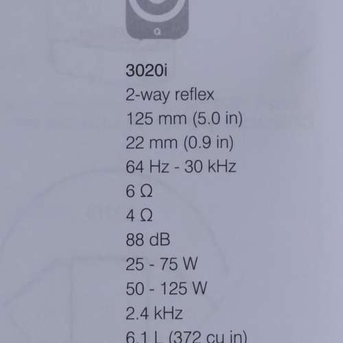 Q Acoustics 3020i 喇叭一對