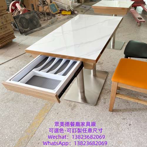 #抽屜儲物桶餐桌訂製工廠 #大理石餐檯傢俱訂造 #餐館檯凳 #茶餐廳飯臺table #專業傢...