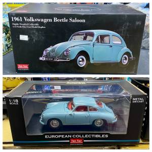 Sun Star 1:12 1961 Volkswagen Beetle Saloon / 1:18 1957 Porsche 356A 1500 GS Car
