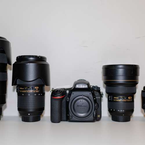 Nikon D750 + 14-24 2.8 + 24-70 2.8 + 70-200 2.8 + 85 1.8 + SB700