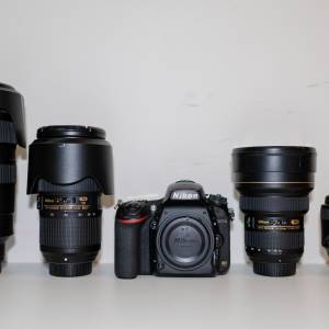 Nikon D750 + 14-24 2.8 + 24-70 2.8 + 70-200 2.8 + 85 1.8 + SB700