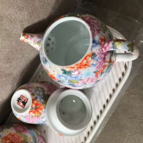 🍵 Ceramic Tea Set with Tray Flower NEW 全新 瓷 茶具 花 🍵