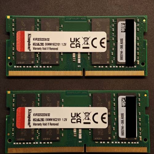 100% Work - Kingston 64GB DDR4-3200 筆電32RAM x2