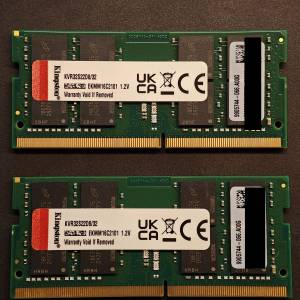100% Work - Kingston 64GB DDR4-3200 筆電32RAM x2