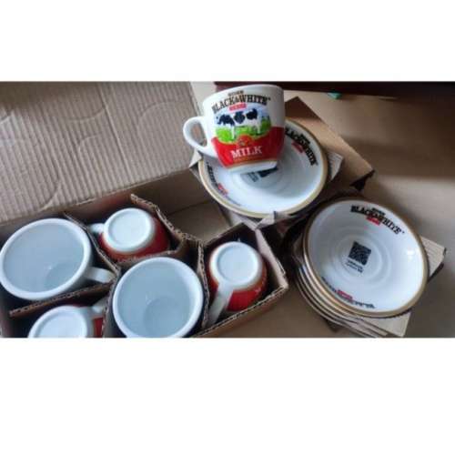 黑白淡奶杯碟套裝茶餐廳咖啡港式奶茶陶瓷杯碟批發black & white coffee & milk tea...