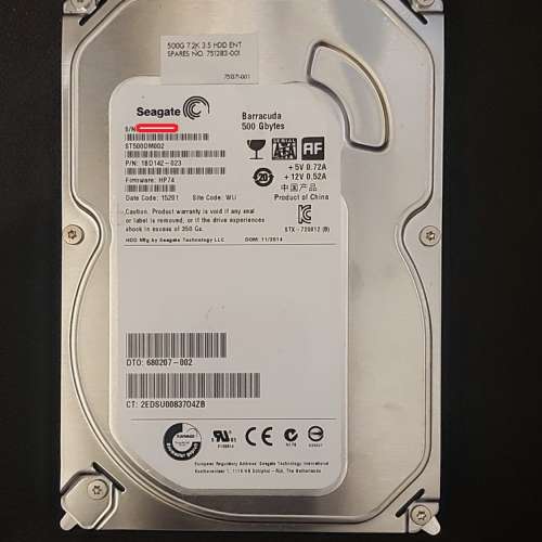 Seagate Barracuda 3.5-inch 7200rpm SATA Internal Hard Drive 500GB (ST500DM002)
